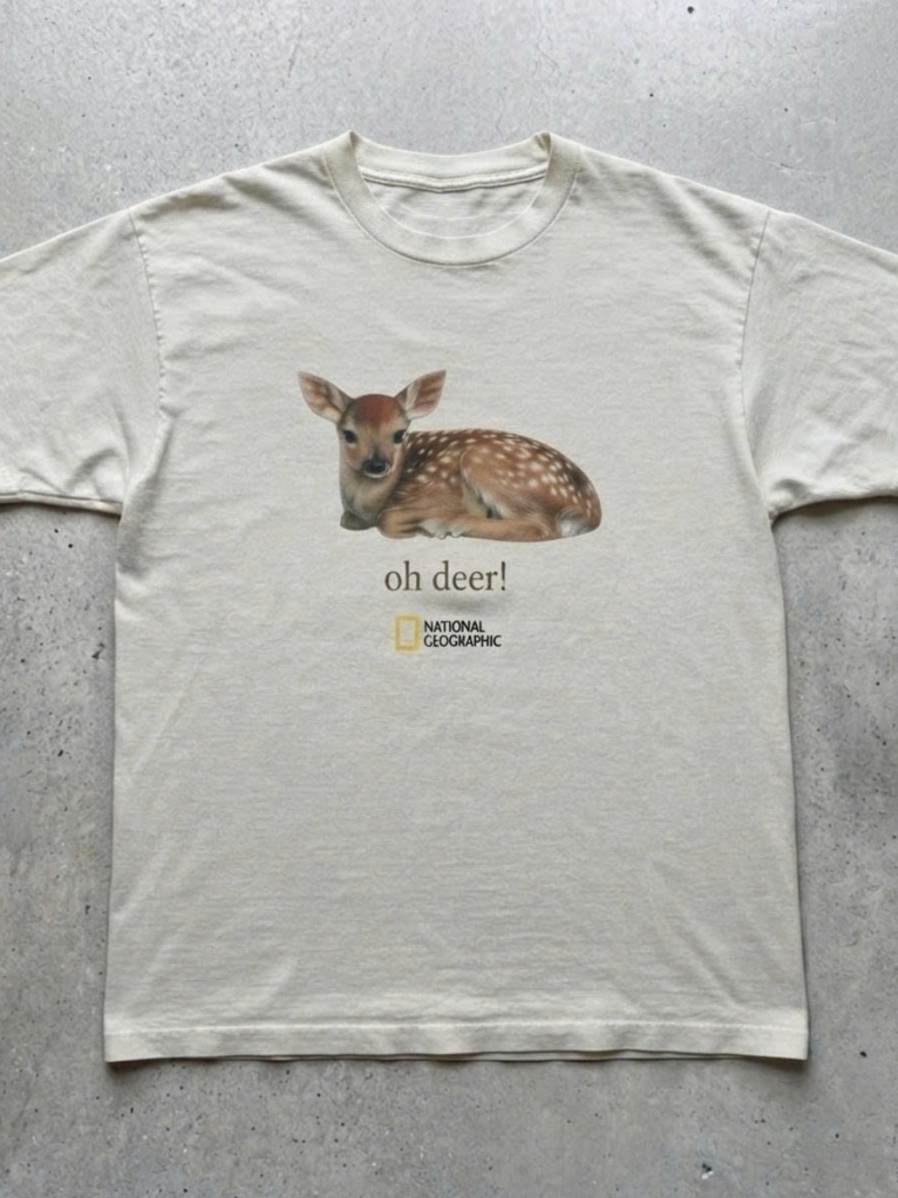 National Geographic Cream Tee with Fawn Graphic